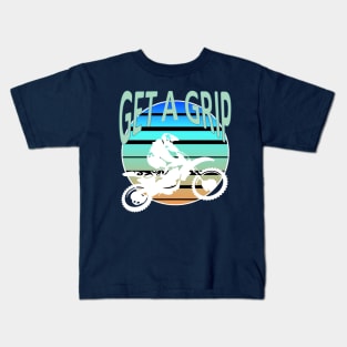 Get A Grip Dirt Bike Retro Desert Riding Kids T-Shirt